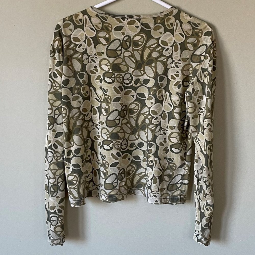 Awesome Mod-o-Doc 100% Cotton Peace Symbols Long-Sleeve Top (Size 3) - Picture 2 of 6